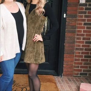 Blank NYC suede leather mini dress green